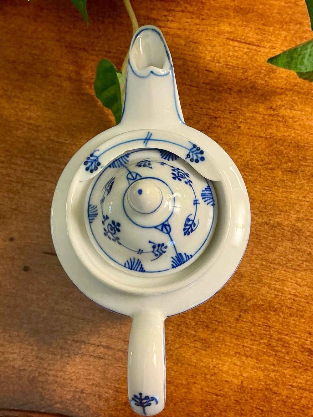 PK Silesia Antique Porcelain Teapot Blue and White Strawflower Pattern. - Picture 6 of 8